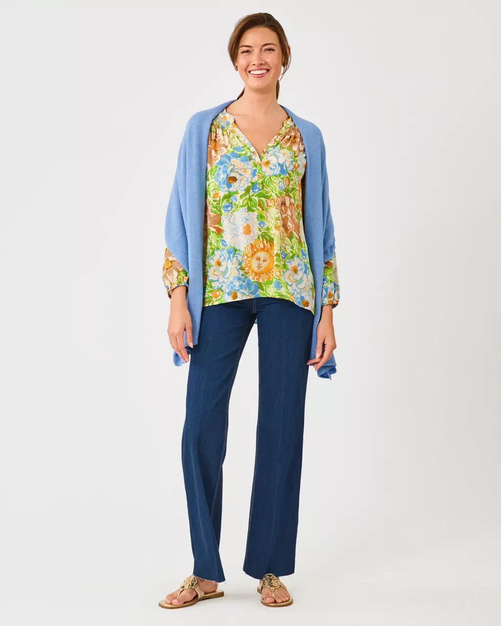 Lanelle Wrap - Heathered Merriweather Blue