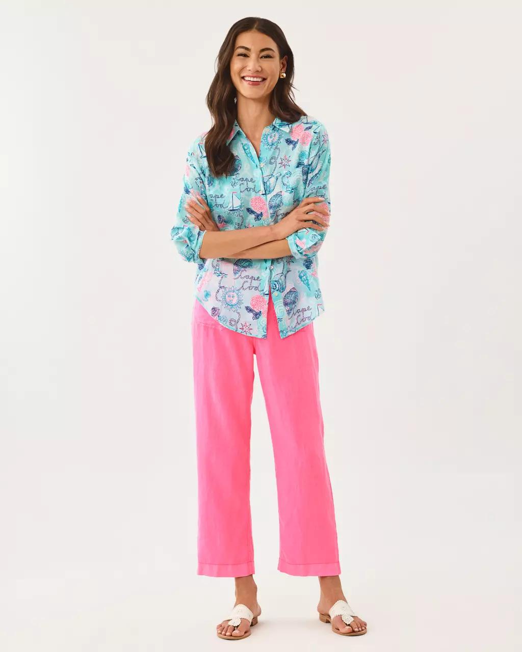 Sea View Linen Button Down Shirt - Day Dream Blue