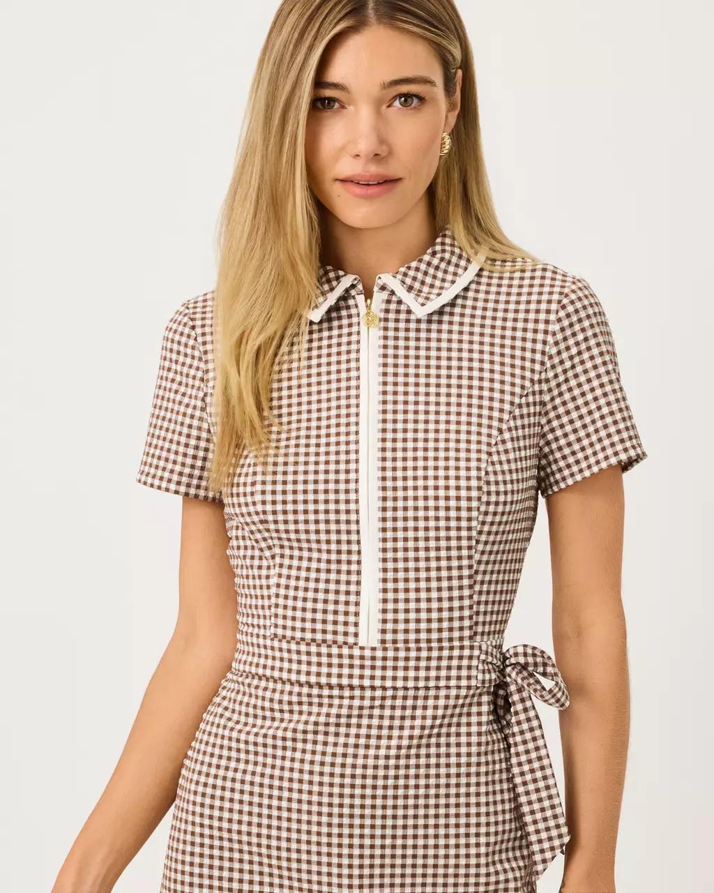 UPF 50+ Luxletic Kathy Short Sleeve Tie Dress - Coco Beach