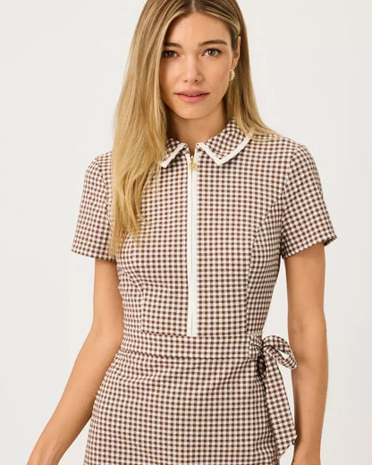 UPF 50+ Luxletic Kathy Short Sleeve Tie Dress - Coco Beach