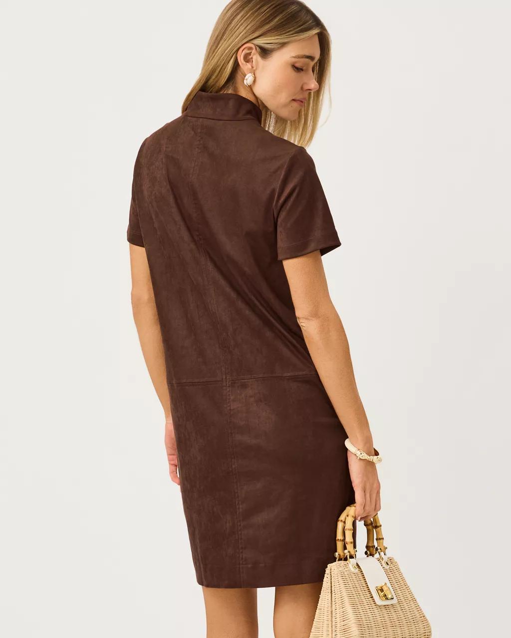 Short Sleeve Knit Microsuede Rosee Dress - Coco Beach