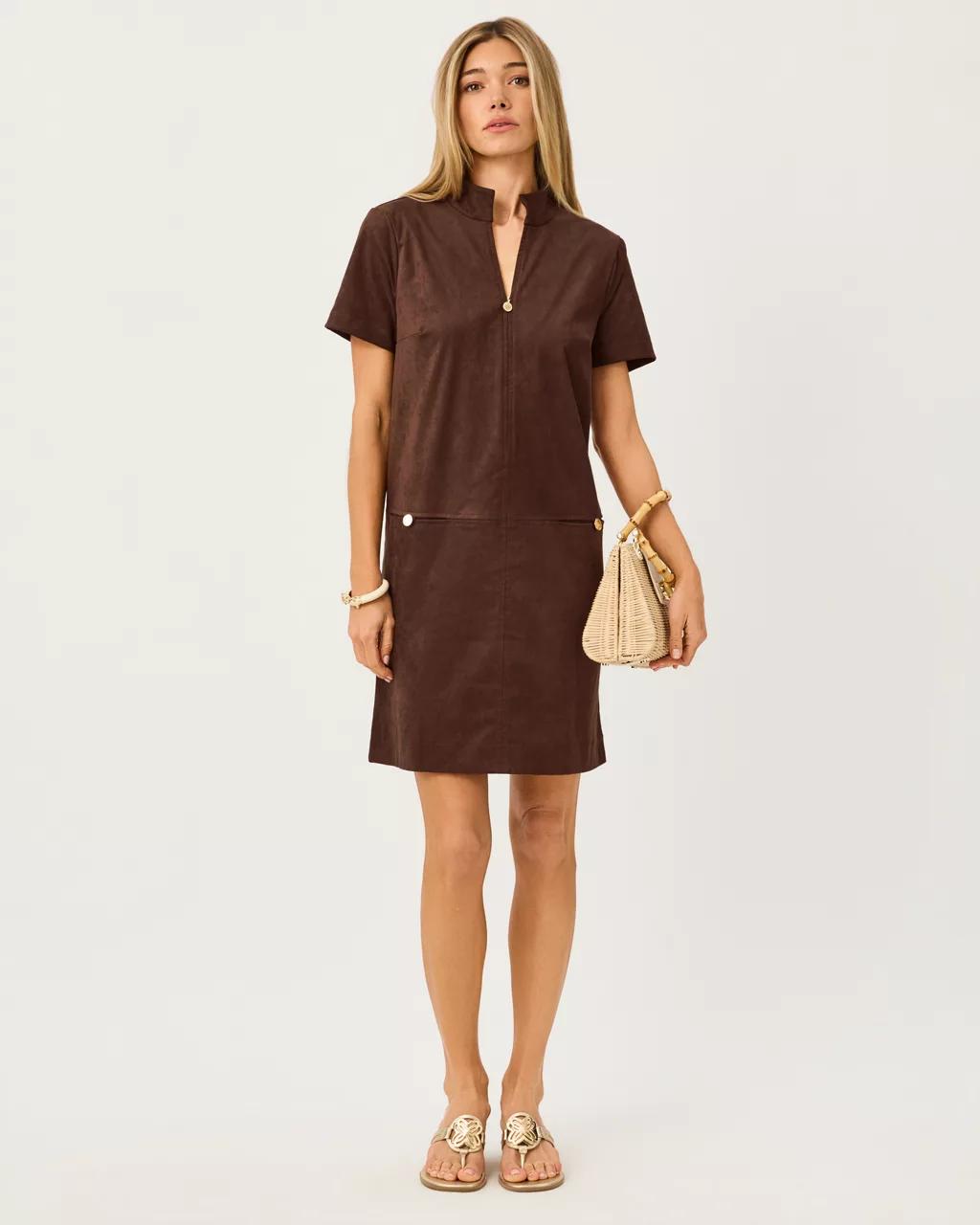 Short Sleeve Knit Microsuede Rosee Dress - Coco Beach