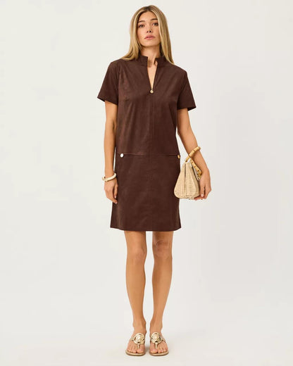 Short Sleeve Knit Microsuede Rosee Dress - Coco Beach