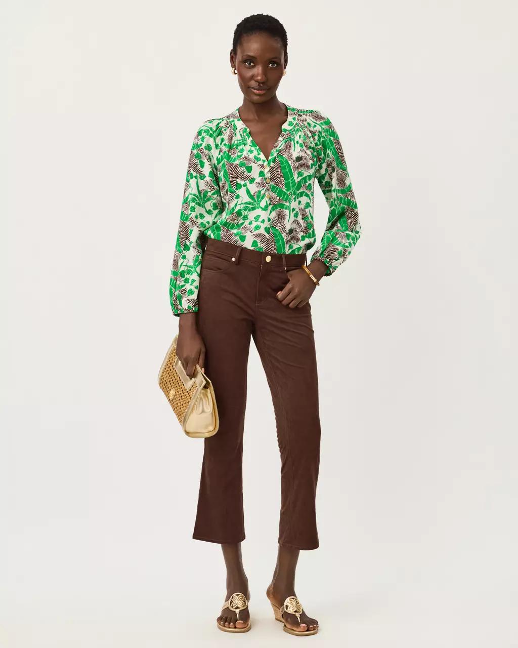 28" Annet Crop Flare Knit Microsuede Pant - Coco Beach