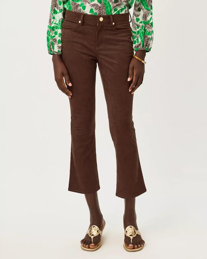 28" Annet Crop Flare Knit Microsuede Pant - Coco Beach