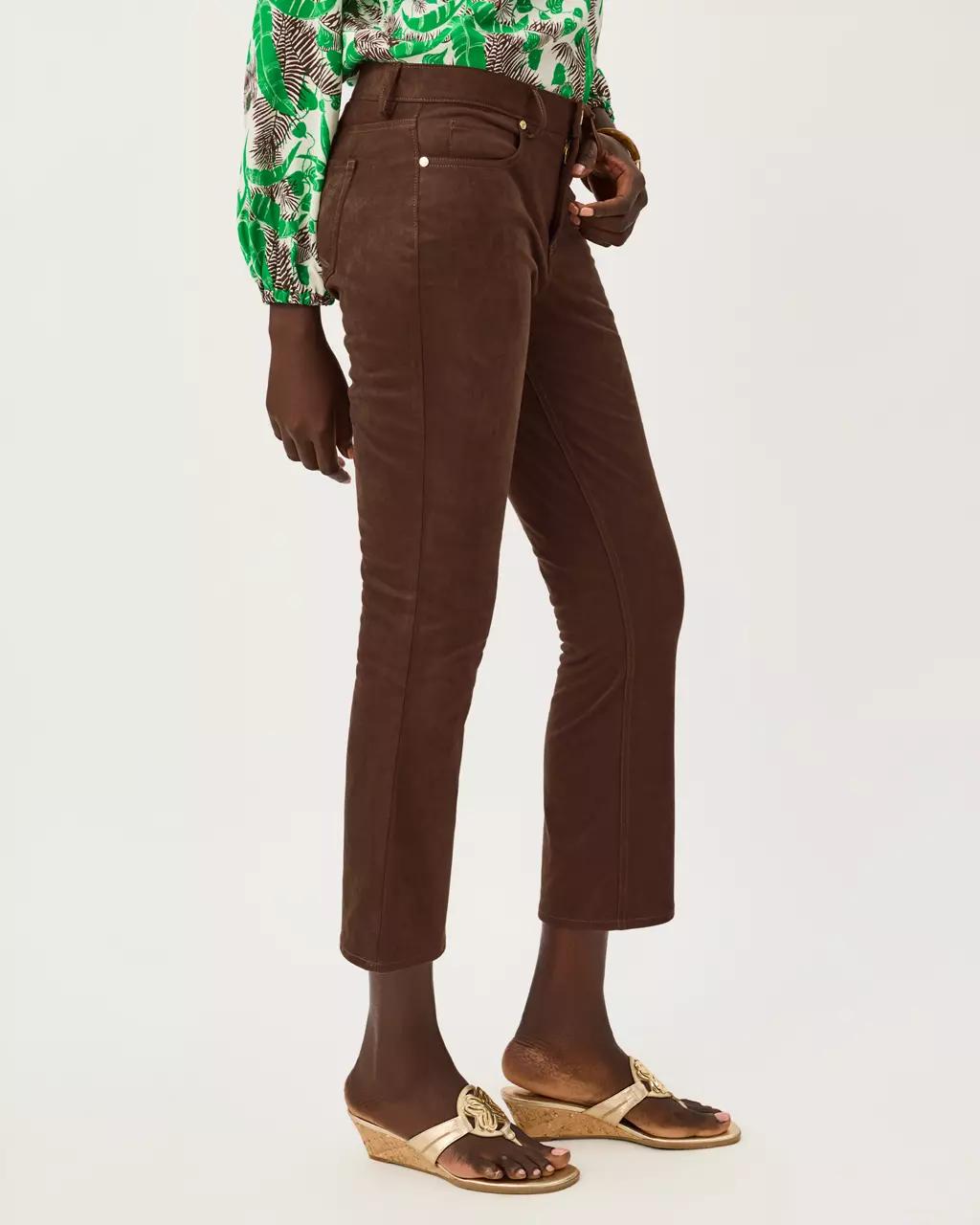 28" Annet Crop Flare Knit Microsuede Pant - Coco Beach