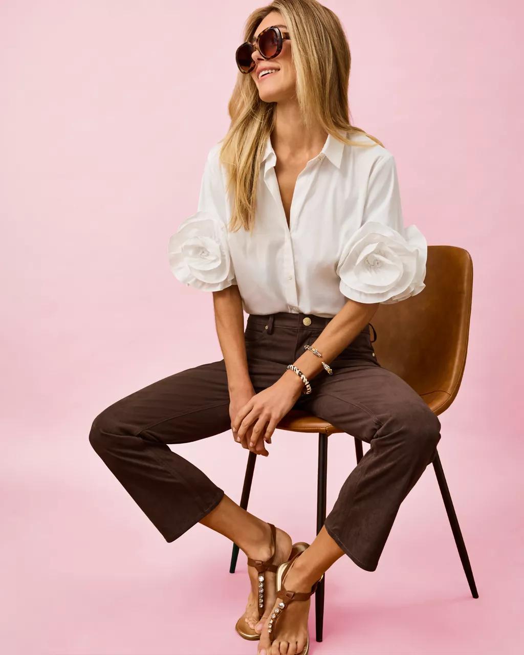 28" Annet Crop Flare Knit Microsuede Pant - Coco Beach