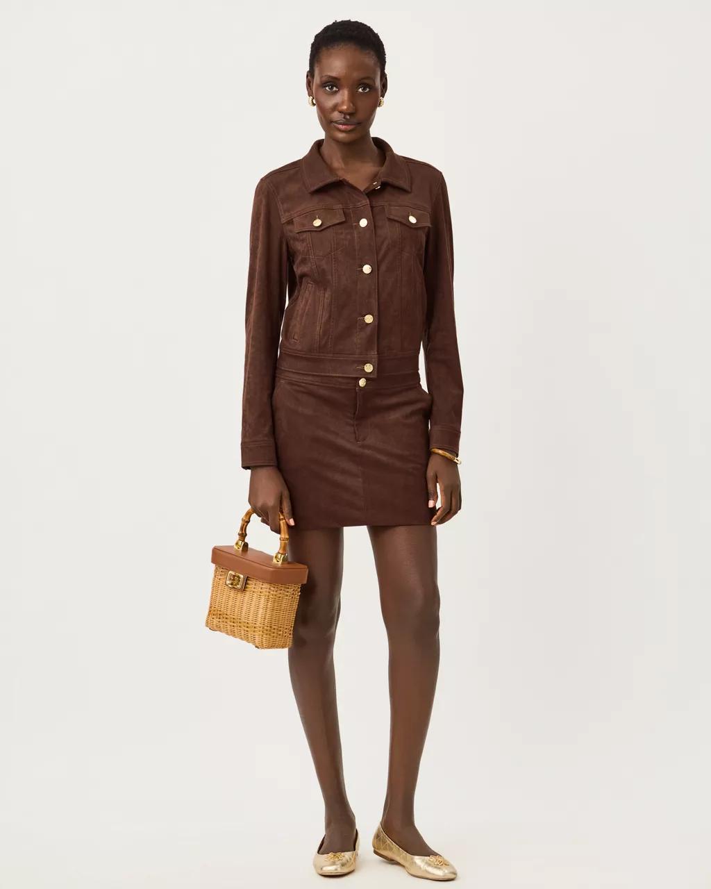 Colette Knit Microsuede Mini Skort - Coco Beach