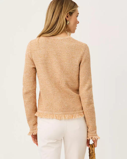 Kelso Bow Cardigan - Iced Latte Marl