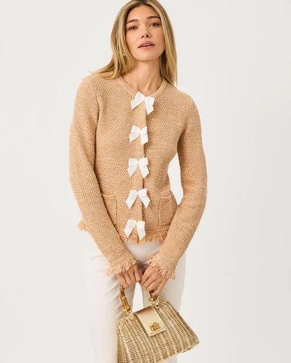 Kelso Bow Cardigan - Iced Latte Marl