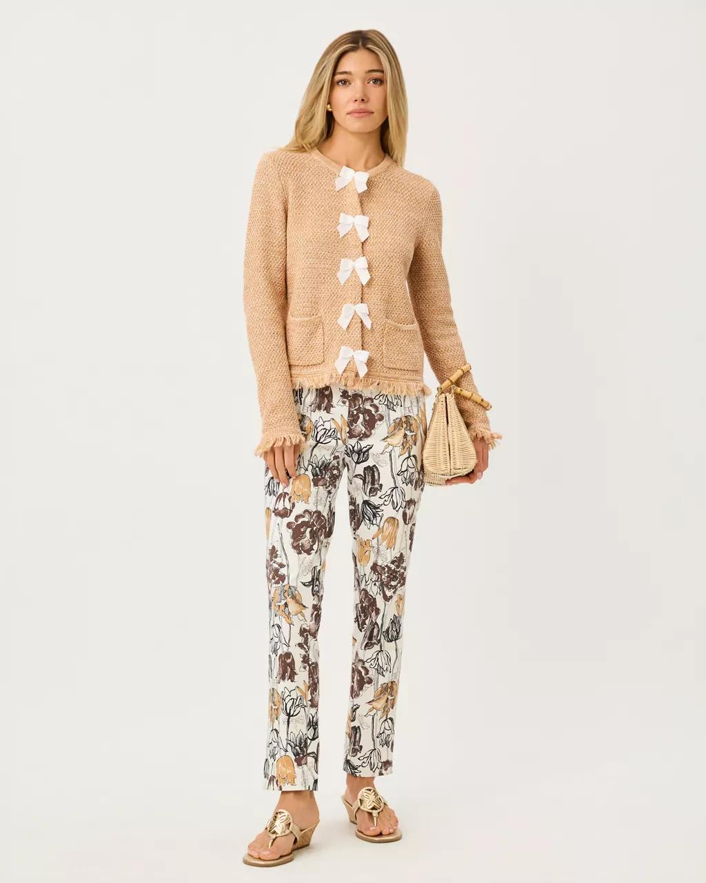 Kelso Bow Cardigan - Iced Latte Marl