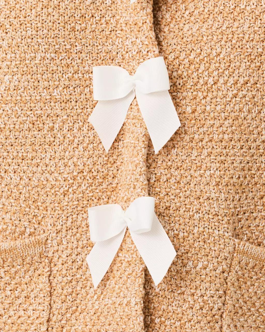 Kelso Bow Cardigan - Iced Latte Marl