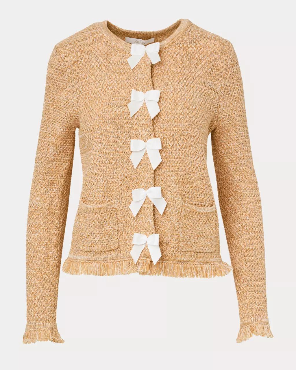 Kelso Bow Cardigan - Iced Latte Marl