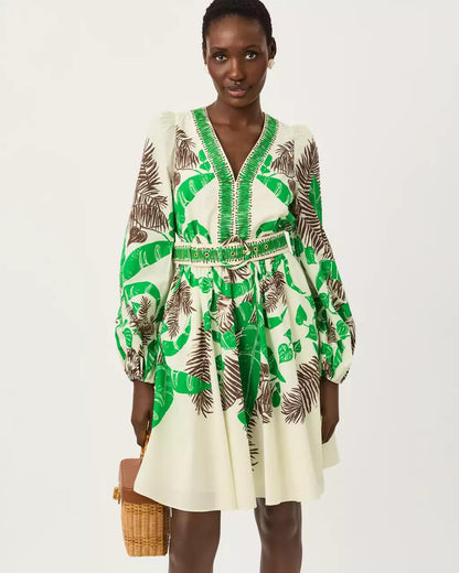 Chyanna V-Neck Dress - Vanilla Spice