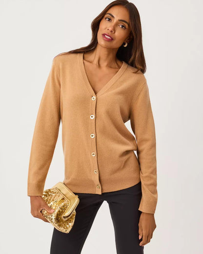 Tippery Longer Length Cashmere Cardigan - Heathered Iced Latte