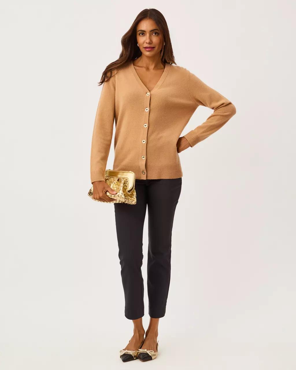 Tippery Longer Length Cashmere Cardigan - Heathered Iced Latte