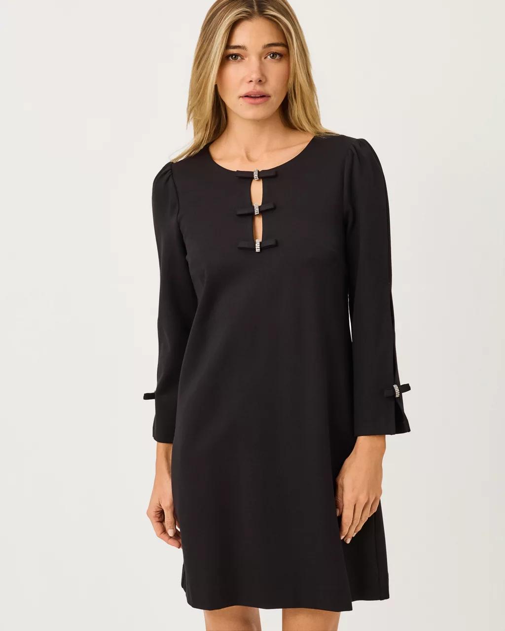 Leyland 3/4 Sleeve Shift Dress - Noir