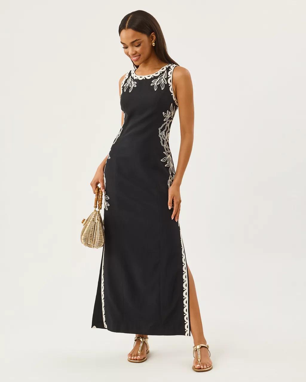 Messina Maxi Shift Dress - Noir