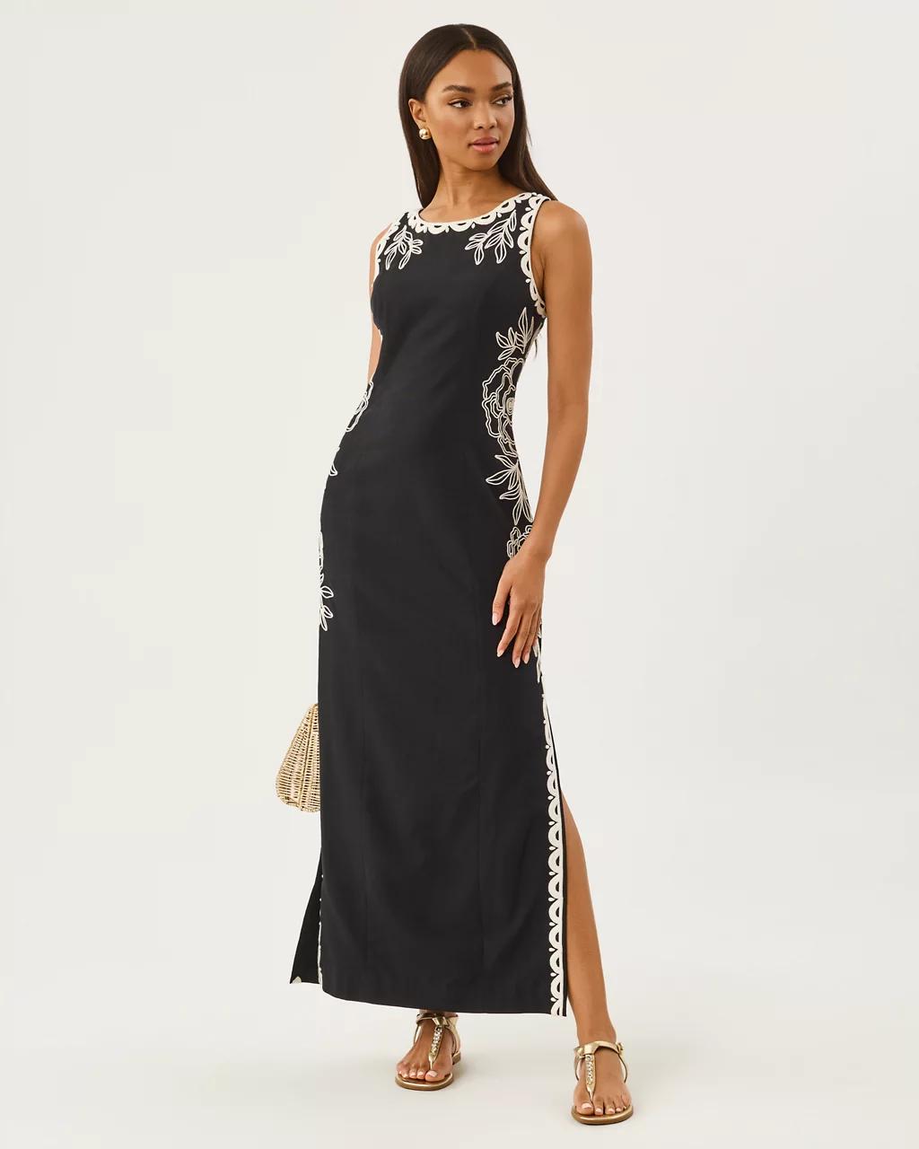 Messina Maxi Shift Dress - Noir