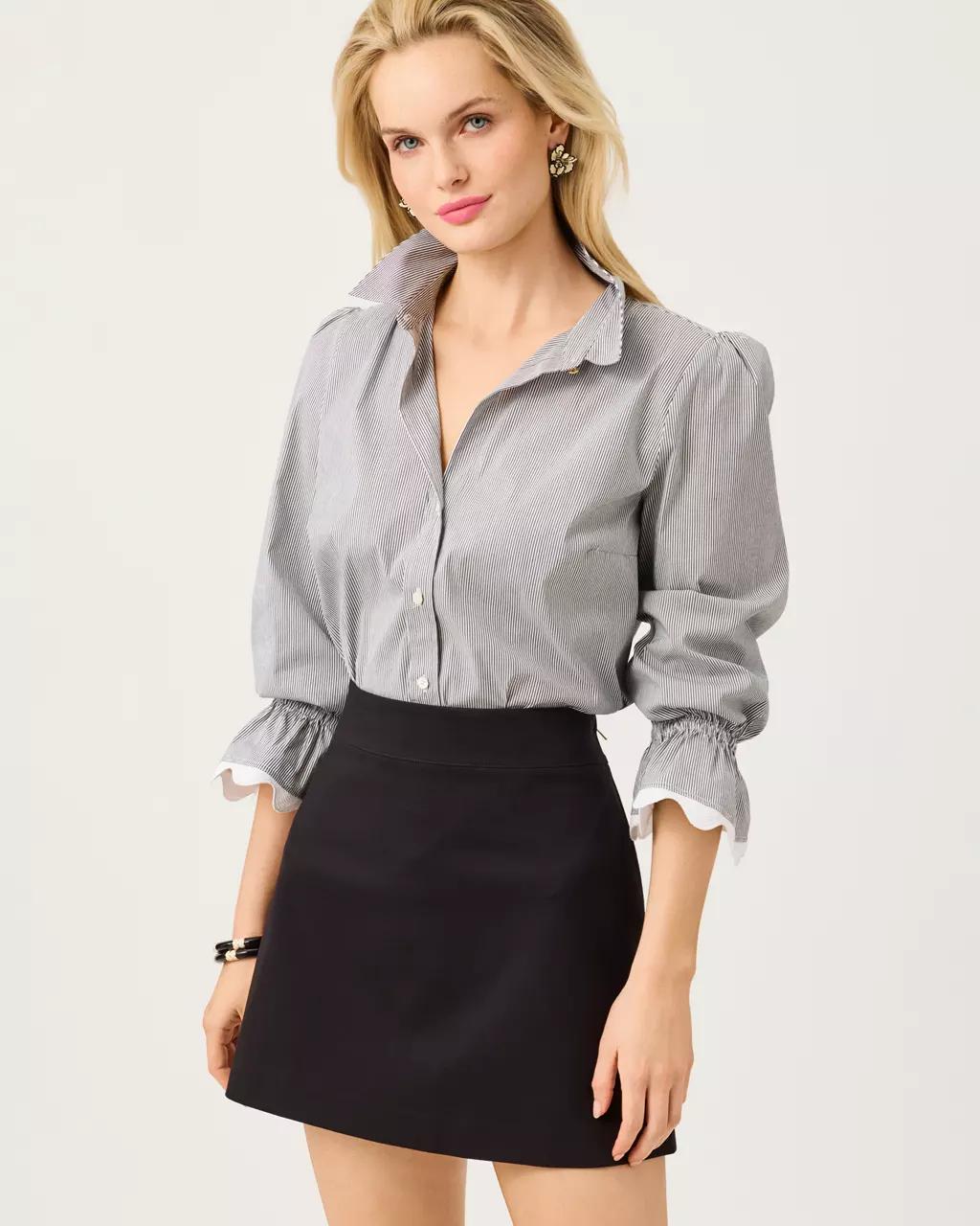 The RicRac 3/4 Sleeve Lilly Shirt - Noir