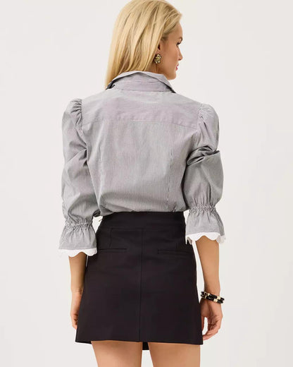 The RicRac 3/4 Sleeve Lilly Shirt - Noir