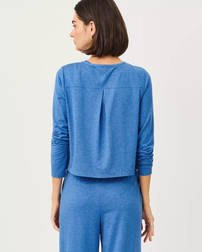 UPF 50+ Kai Cardigan - Heathered Merriweather Blue