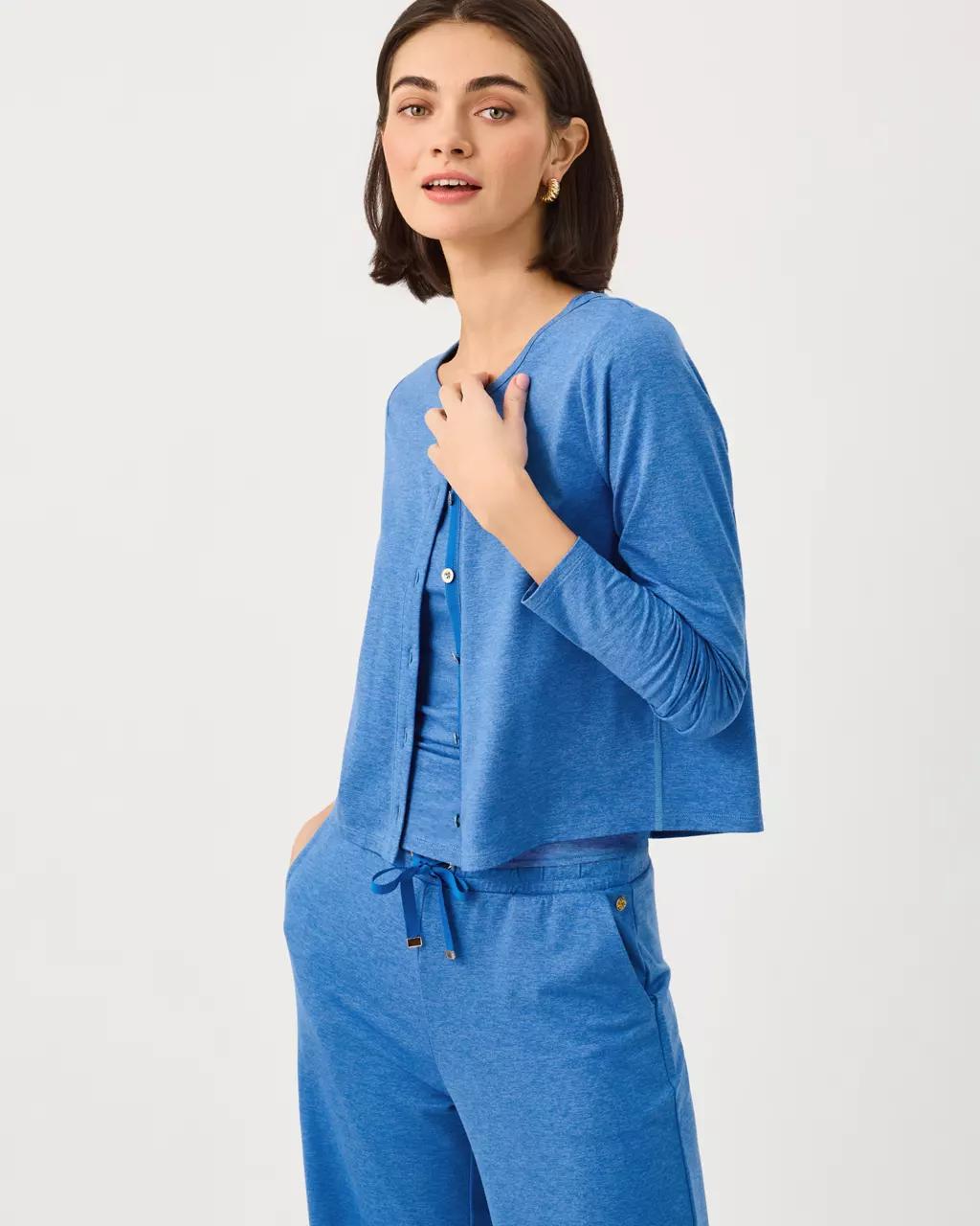 UPF 50+ Kai Cardigan - Heathered Merriweather Blue