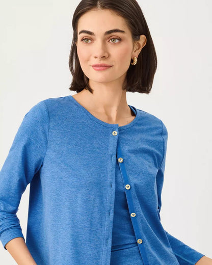 UPF 50+ Kai Cardigan - Heathered Merriweather Blue