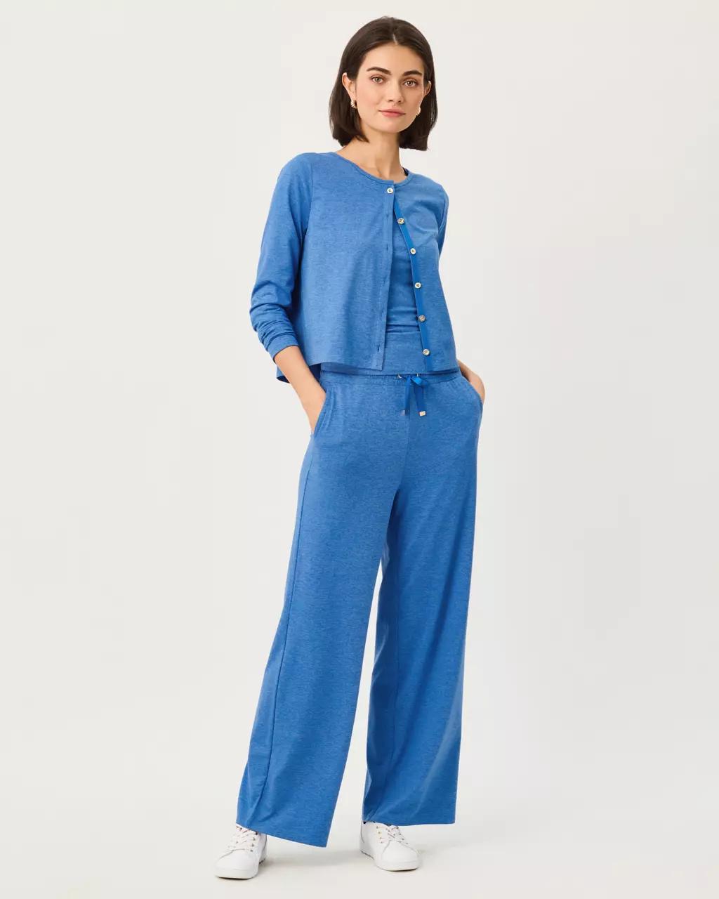 UPF 50+ Kai Cardigan - Heathered Merriweather Blue