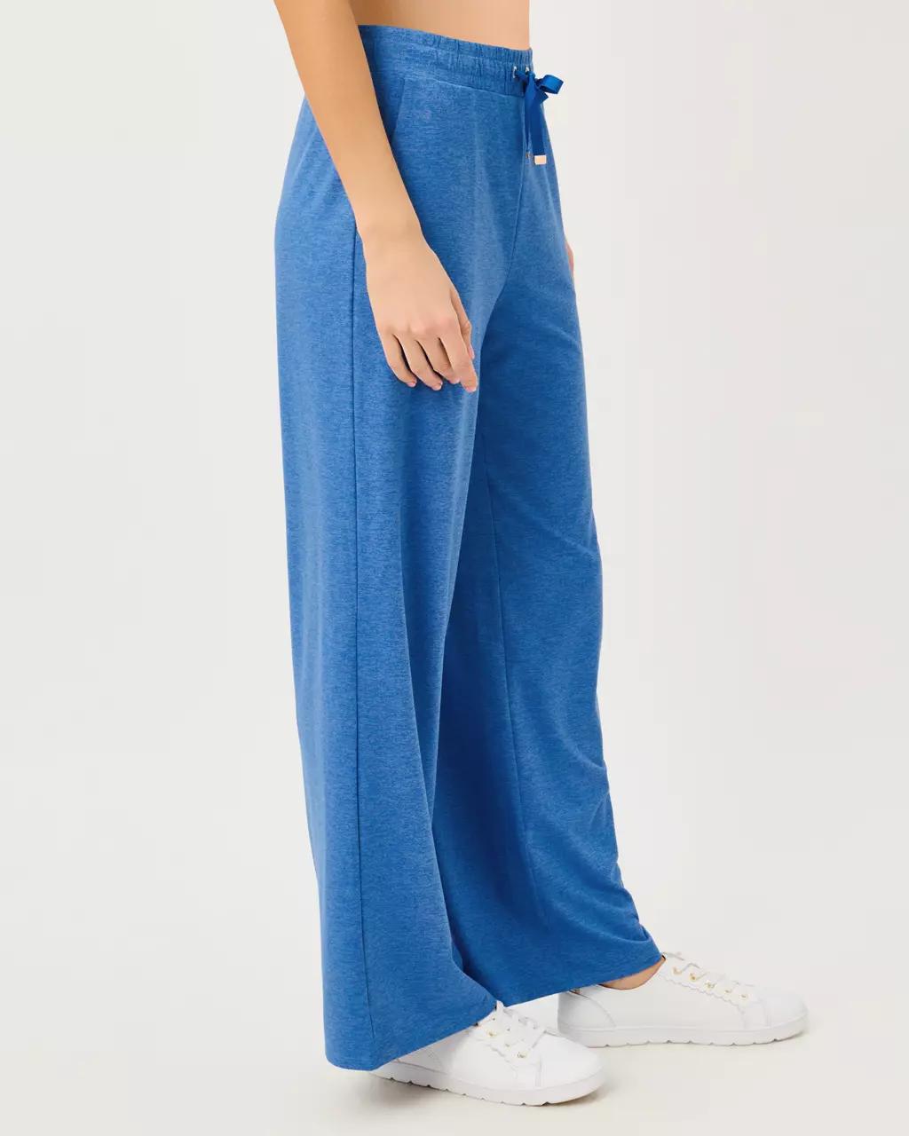 UPF 50+ Callie 30" Wide Leg Pant - Heathered Merriweather Blue