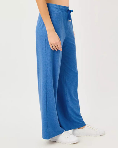 UPF 50+ Callie 30" Wide Leg Pant - Heathered Merriweather Blue