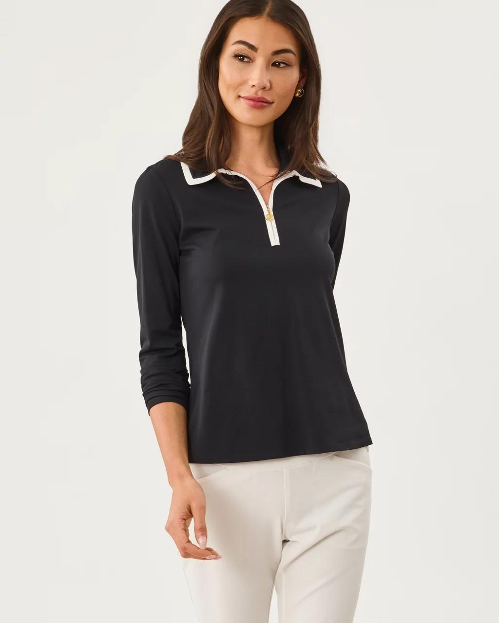 UPF 50+ Luxletic Frida Half Zip Polo - Noir