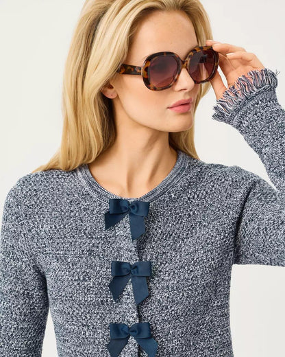 Kelso Bow Cardigan - Low Tide Navy Marl
