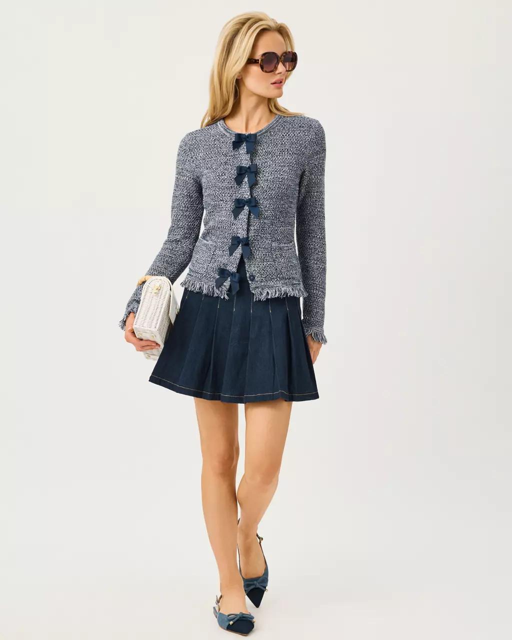 Kelso Bow Cardigan - Low Tide Navy Marl