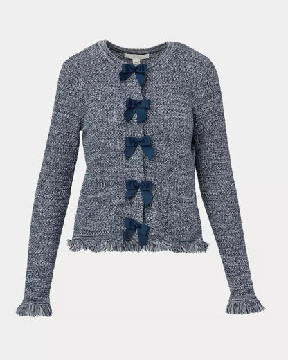 Kelso Bow Cardigan - Low Tide Navy Marl