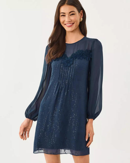 Gail Silk Dress - Low Tide Navy