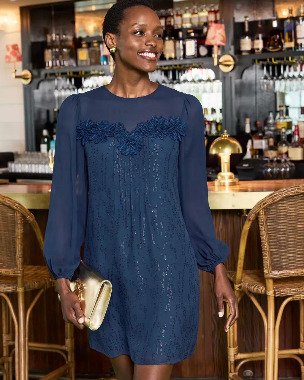 Gail Silk Dress - Low Tide Navy