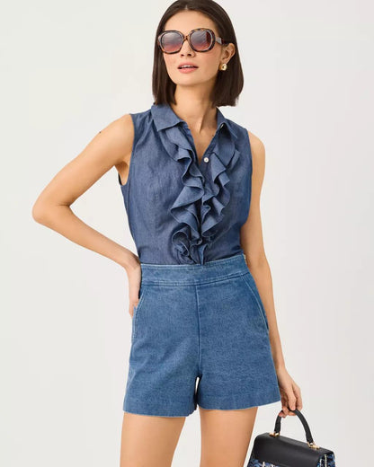 Fenly Sleeveless Top - Indigo Chambray