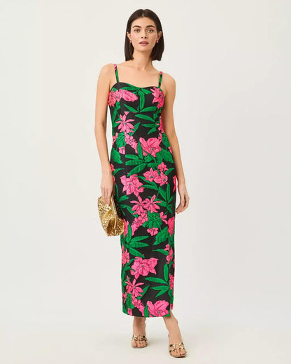 Alima Jacquard Maxi Dress - Noir