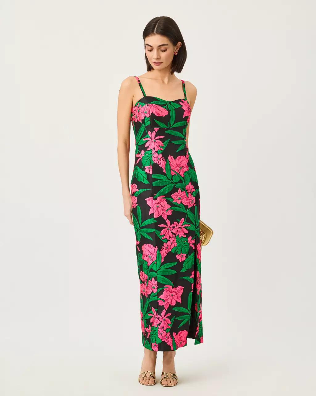 Alima Jacquard Maxi Dress - Noir