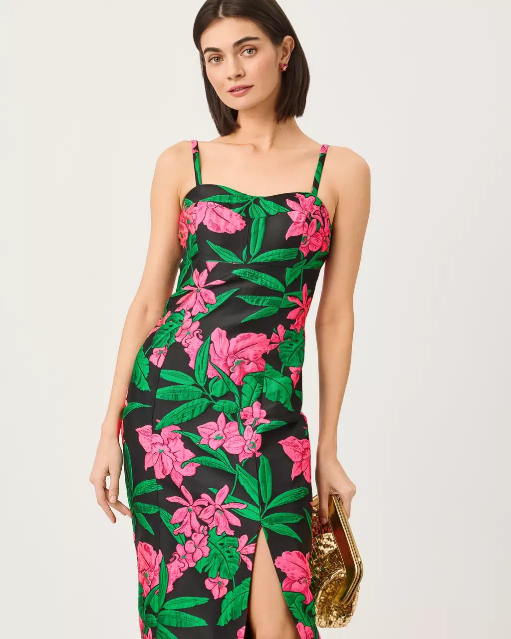 Alima Jacquard Maxi Dress - Noir