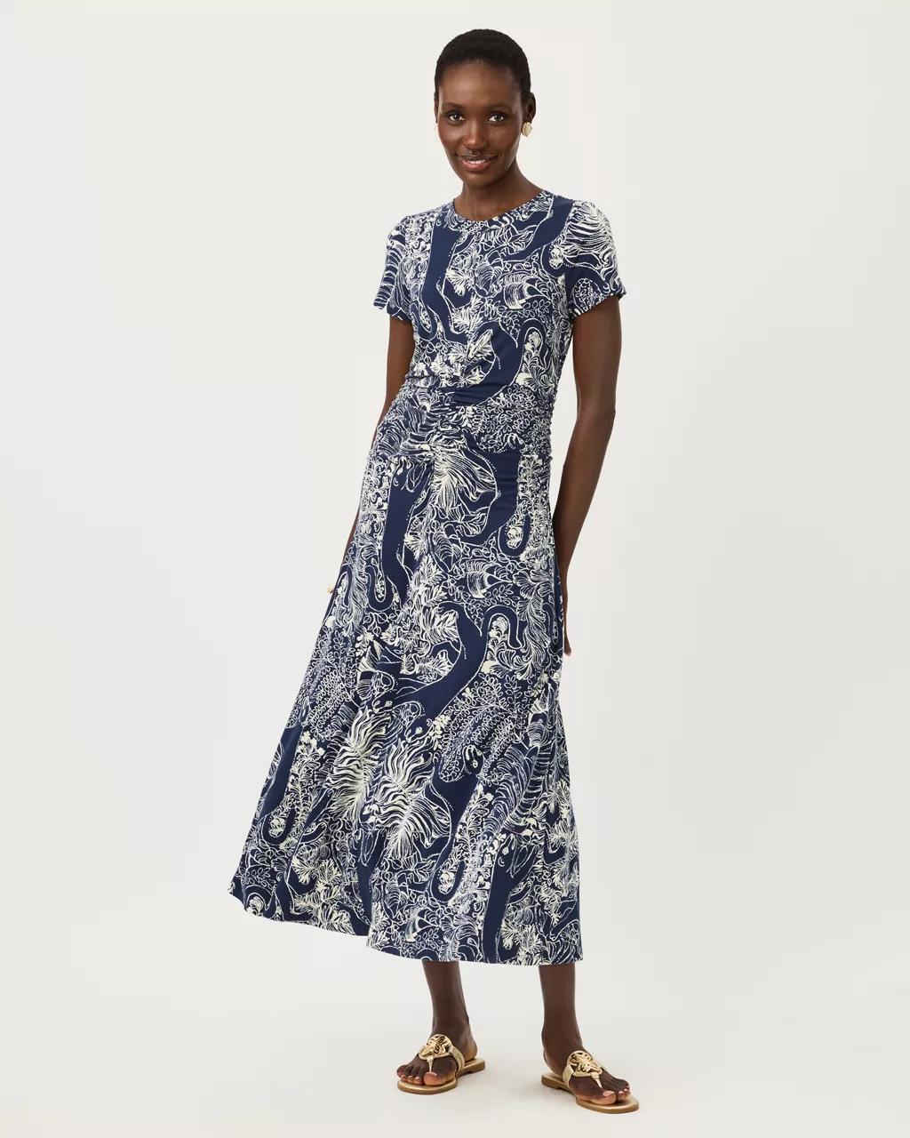 UPF 50+ Alma Midi Dress - Low Tide Navy