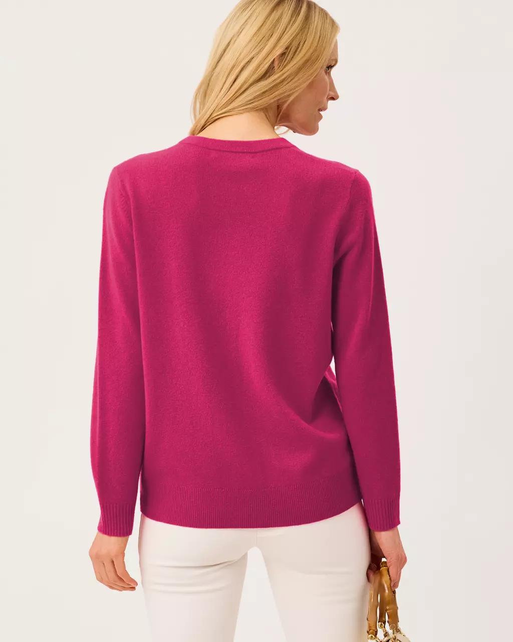 Tippery Longer Length Cashmere Cardigan - Berry Bouquet