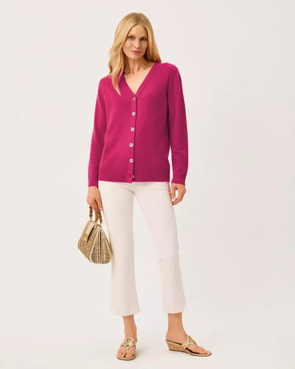 Tippery Longer Length Cashmere Cardigan - Berry Bouquet