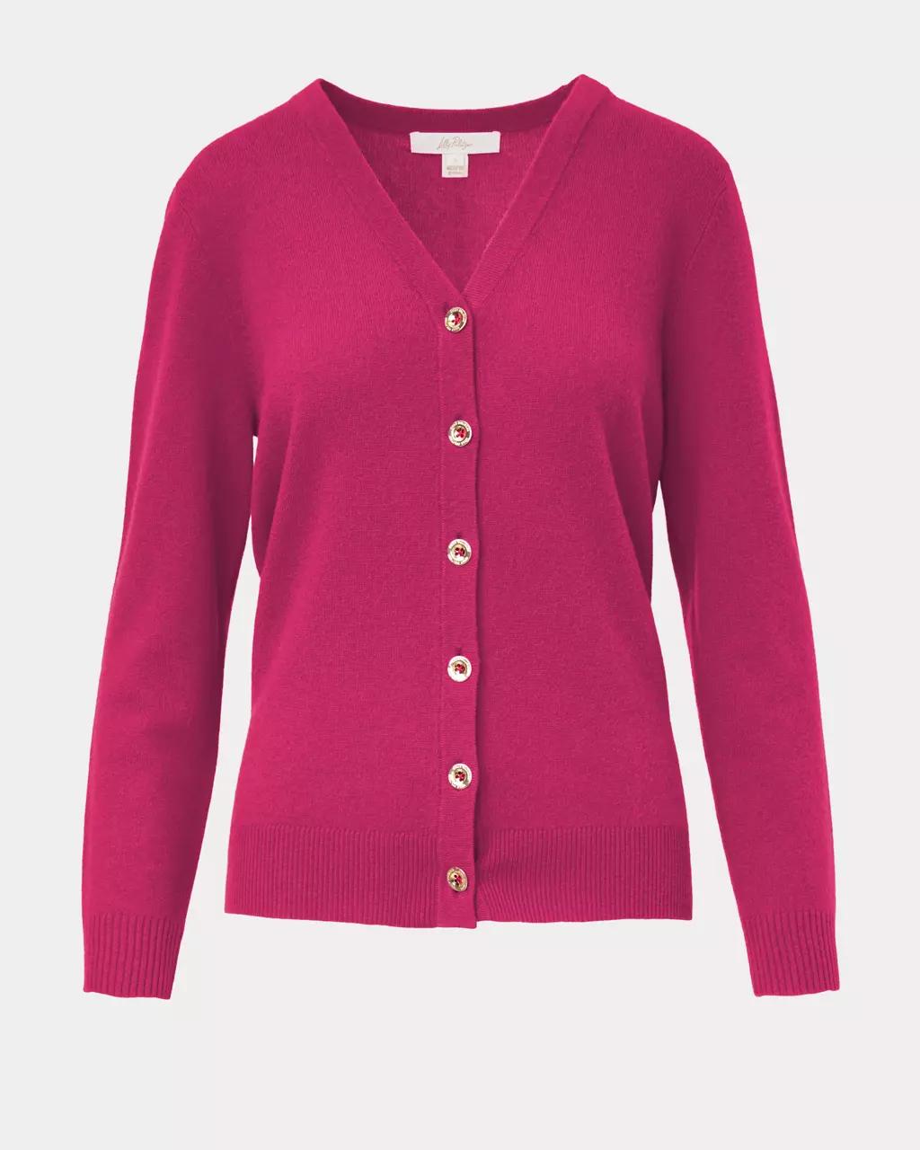 Tippery Longer Length Cashmere Cardigan - Berry Bouquet