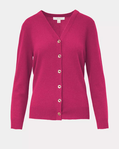 Tippery Longer Length Cashmere Cardigan - Berry Bouquet