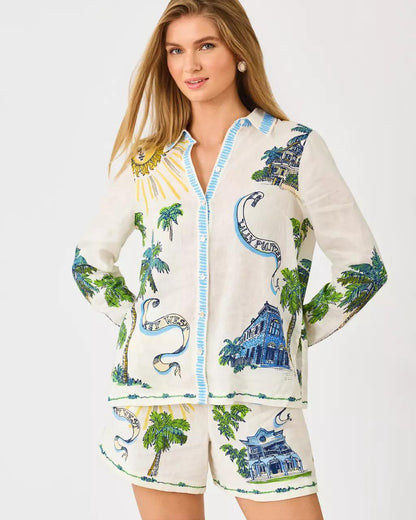 Susana Linen Button Down Shirt - Coconut