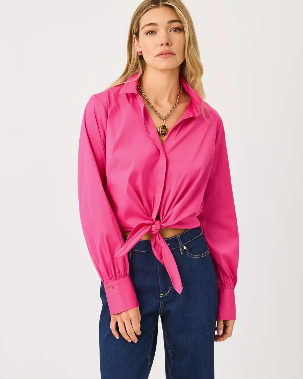 The Tie Lilly Shirt - Pink Aster
