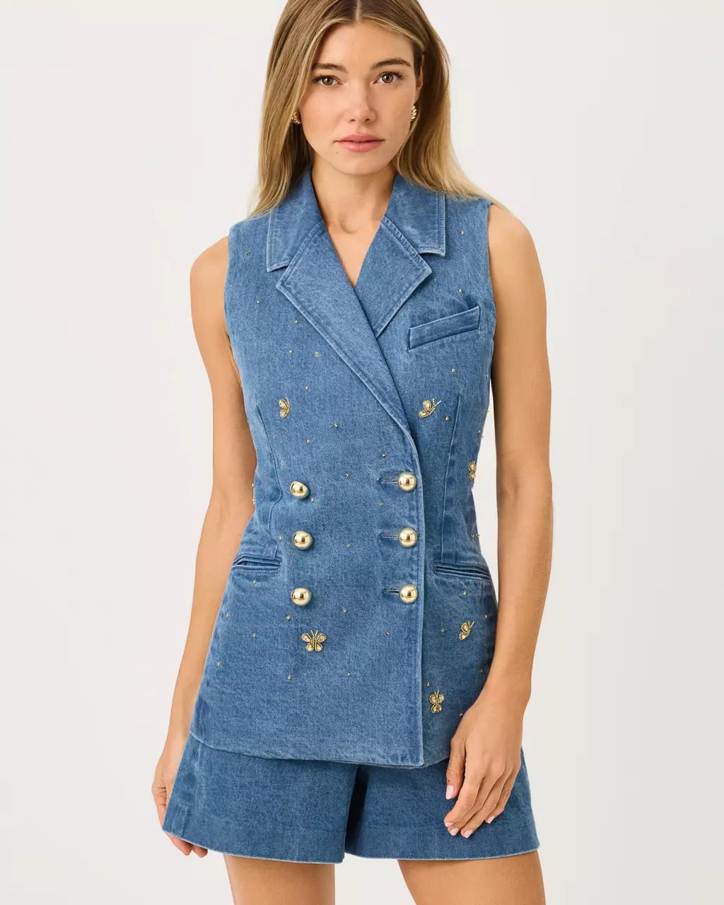 Eudora Denim Vest - Sympeony Wash