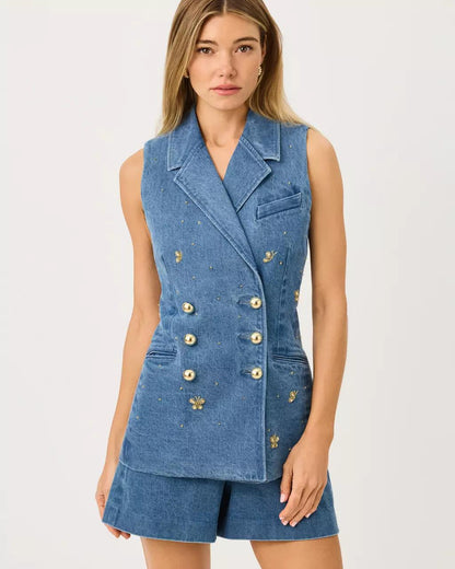 Eudora Denim Vest - Sympeony Wash